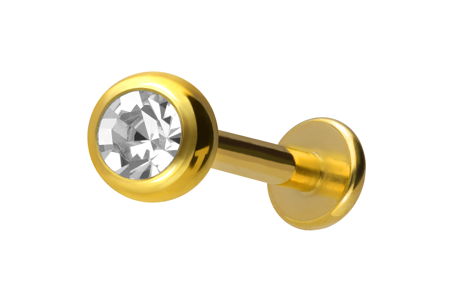 Titan Labret Piercing mit Innengewinde KRISTALL